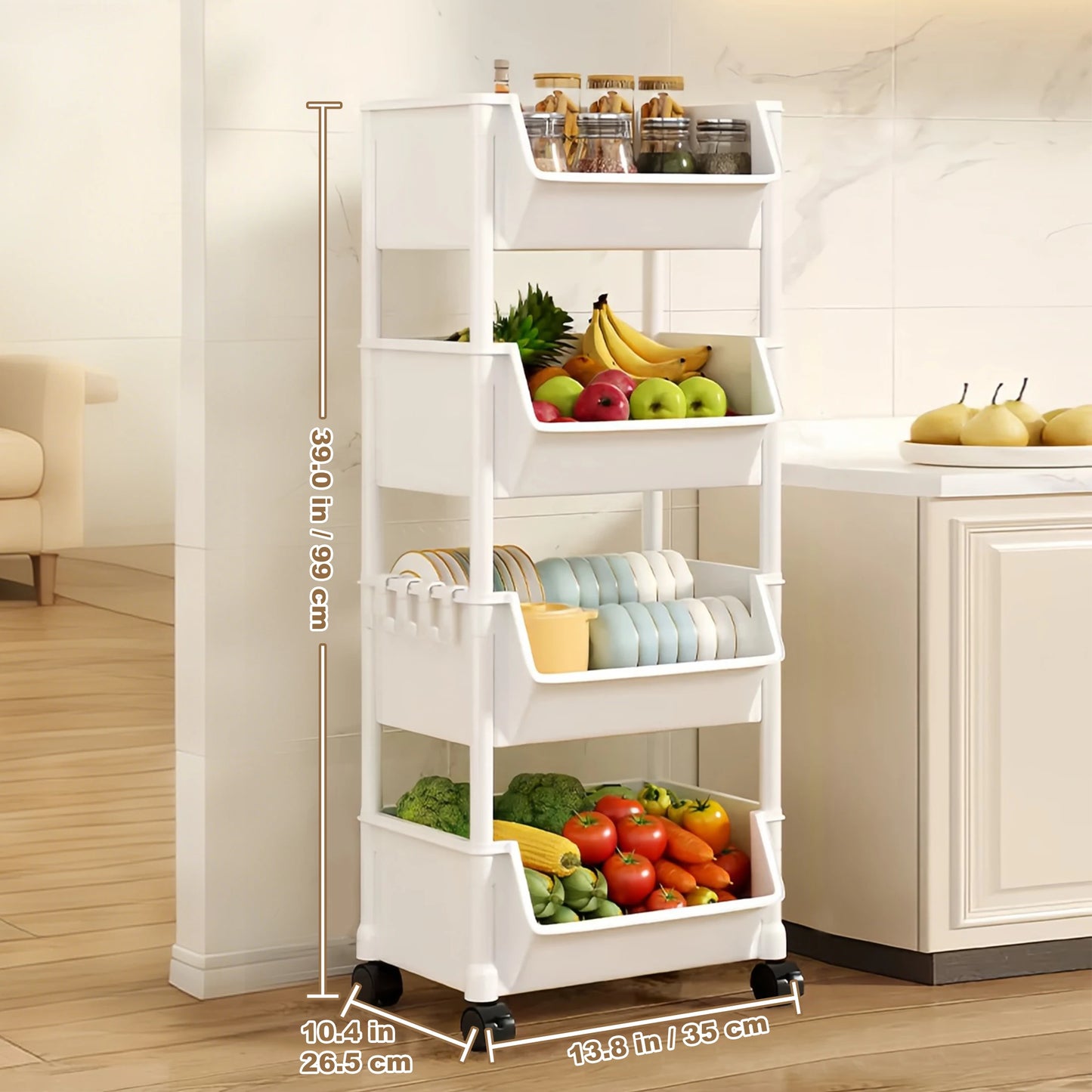 Rolling Slim Storage Cart Organizer with Wheels – Narrow Kitchen Bathroom Storage Rack