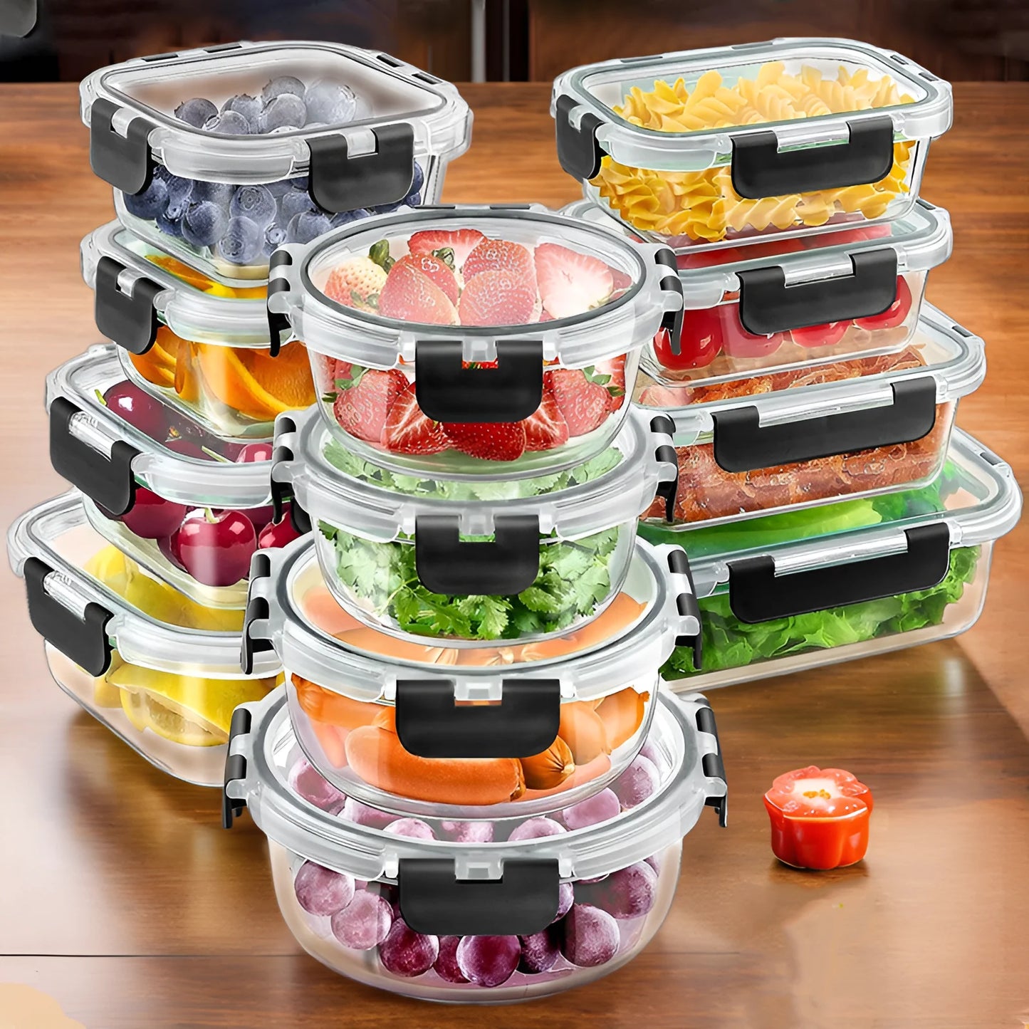 12 Piece Glass Food Storage Container Set with Airtight Lids – BPA Free Meal Prep Lunch Boxes
