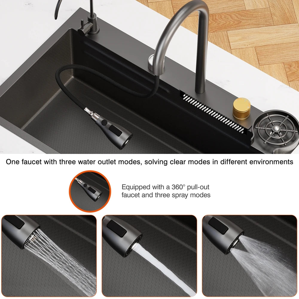 33 x 22 Inch Drop In Stainless Steel Kitchen Sink with Pull Down Faucet & Sprayer