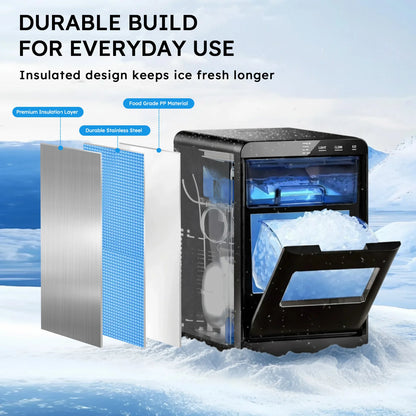 Countertop Nugget Ice Maker Machine with Self-Cleaning, Chewable Pellet Ice