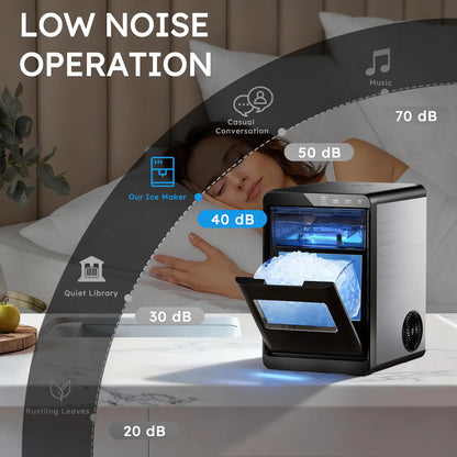 Countertop Nugget Ice Maker Machine with Self-Cleaning, Chewable Pellet Ice