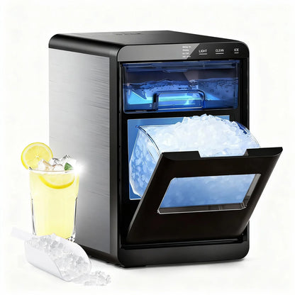 Countertop Nugget Ice Maker Machine with Self-Cleaning, Chewable Pellet Ice