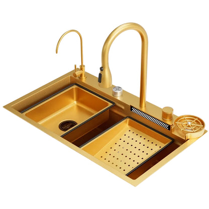33 x 22 Inch Drop In Stainless Steel Kitchen Sink with Pull Down Faucet & Sprayer