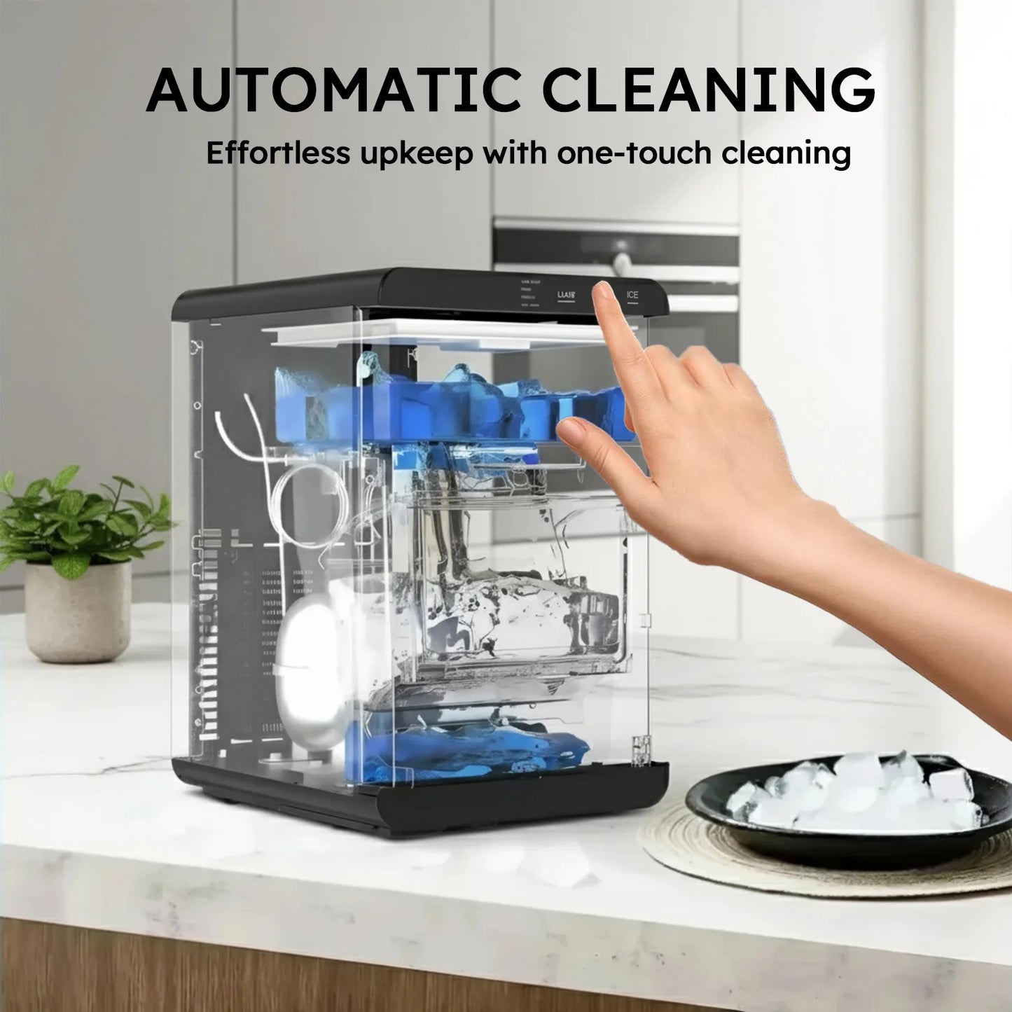 Countertop Nugget Ice Maker Machine with Self-Cleaning, Chewable Pellet Ice