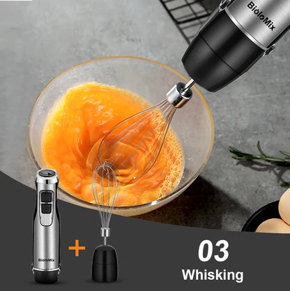 4-in-1 Immersion Hand Blender Set with Chopper, Whisk & 600ml Beaker – 6 Speed Stick Mixer