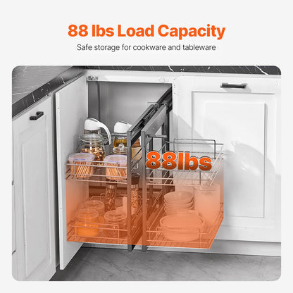 Blind Corner Pull Out Cabinet Organizer with 4 Tier Sliding Storage Baskets for Kitchen Cabinets
