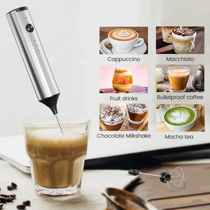 Rechargeable Electric Milk Frother & Coffee Whisk with 3 Speeds, USB-C Portable Foam Maker