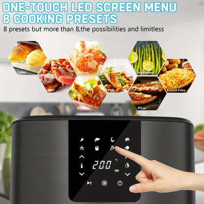 7QT Digital Air Fryer 1500W with 8 Preset Cooking Programs & Touch Screen Control