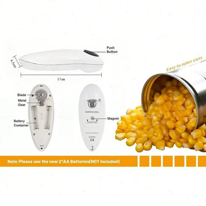 One-Touch Electric Can Opener with Smooth Edge Cutting