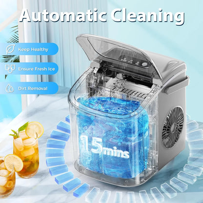 Portable Countertop Ice Maker Machine with Self-Cleaning,9 Ice Cubes in 6 Minutes