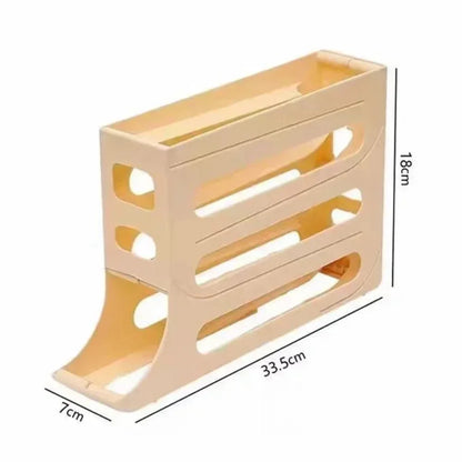 4 Layer Automatic Rolling Egg Dispenser for Refrigerator – Fridge Egg Storage Organizer Rack