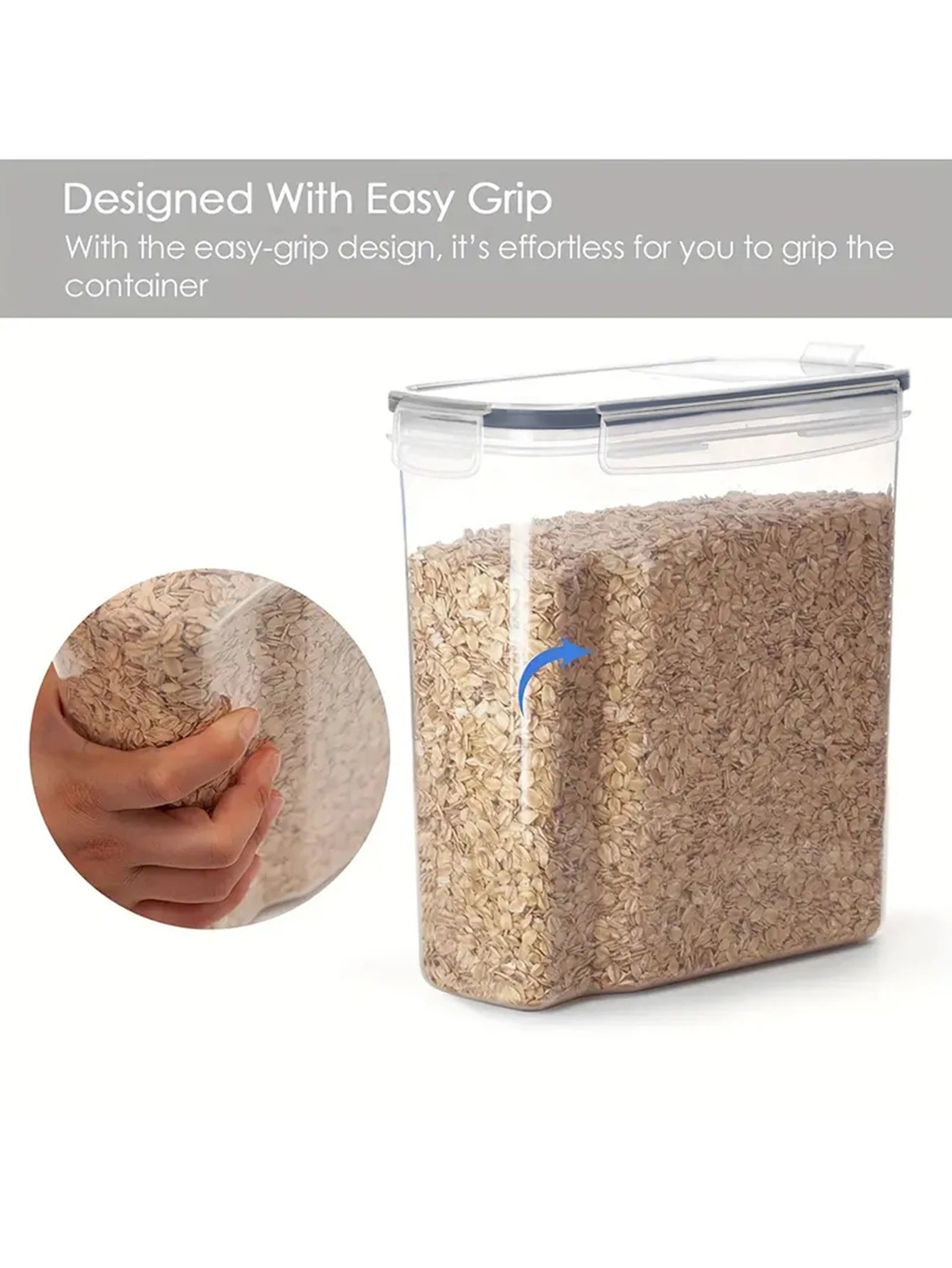 4 Pack 4L Airtight Food Storage Containers with Lids for Rice, Cereal, Pasta & Pantry Organization
