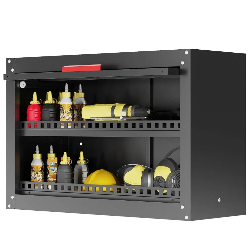 Wall Mounted Metal Garage Storage Cabinet with Adjustable Shelf & Up Flip Door