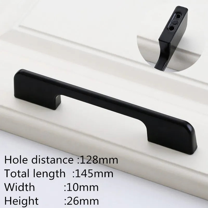 Modern Black Aluminum Cabinet Handles for Kitchen Cabinets, Drawers & Wardrobes