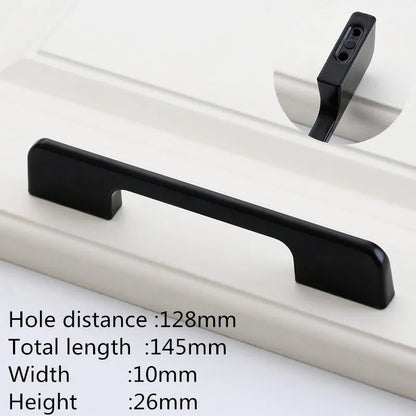 Modern Black Aluminum Cabinet Handles for Kitchen Cabinets, Drawers & Wardrobes