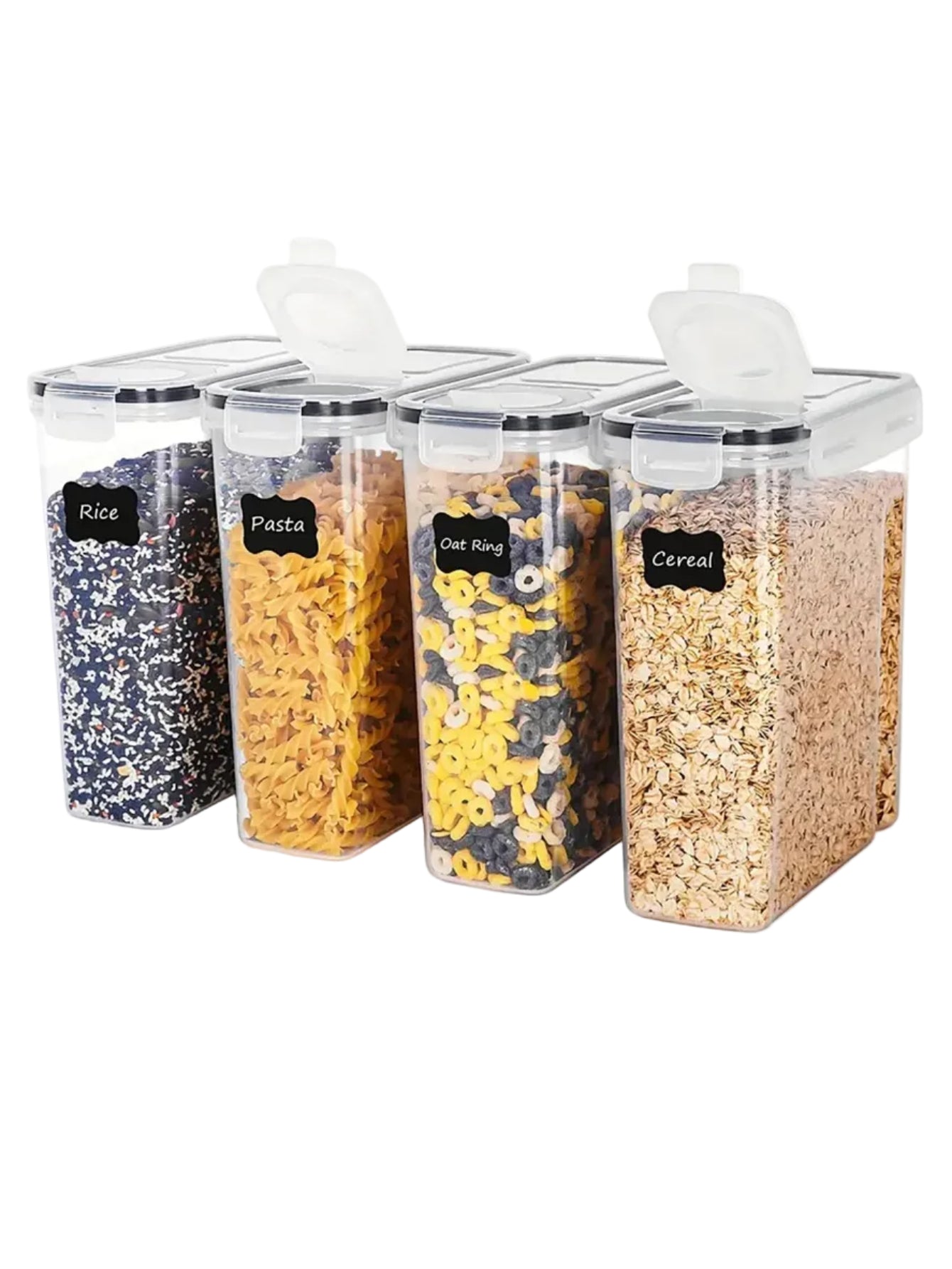 4 Pack 4L Airtight Food Storage Containers with Lids for Rice, Cereal, Pasta & Pantry Organization