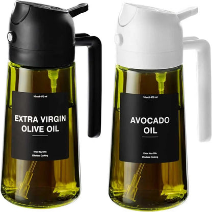 470ML 2-in-1 Olive Oil Sprayer & Dispenser Bottle for Cooking, Air Fryer & Salad