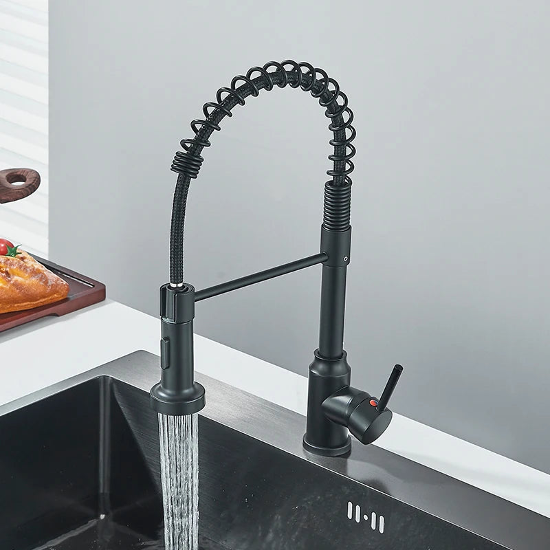 Pull Down Kitchen Faucet with 360° Swivel Sprayer, Single Handle Hot & Cold Water Mixer Tap