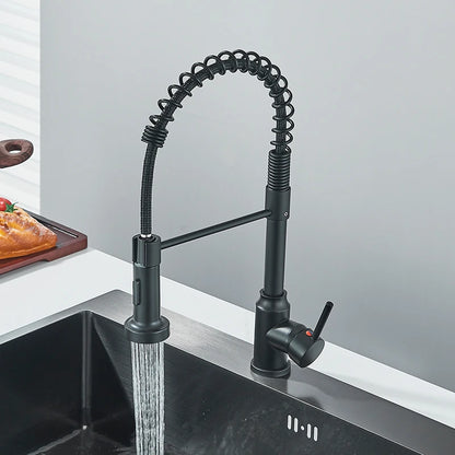 Pull Down Kitchen Faucet with 360° Swivel Sprayer, Single Handle Hot & Cold Water Mixer Tap