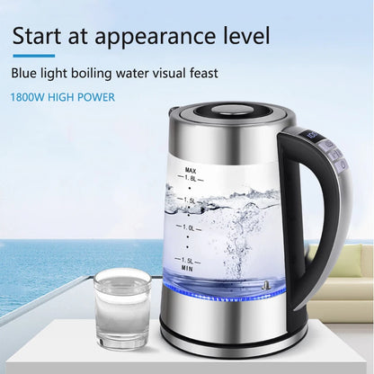 1.8L Electric Glass Kettle with Temperature Control, LED Blue Light & Auto Shut-Off