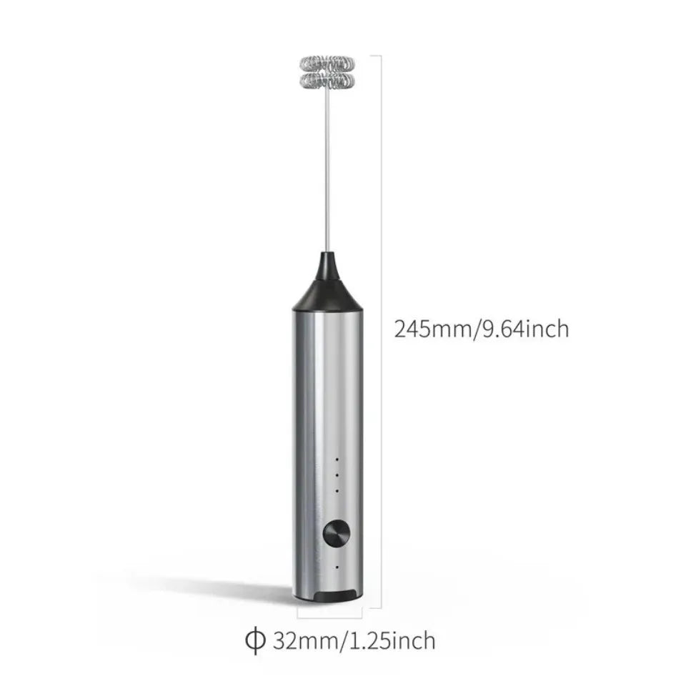 Rechargeable Electric Milk Frother & Coffee Whisk with 3 Speeds, USB-C Portable Foam Maker