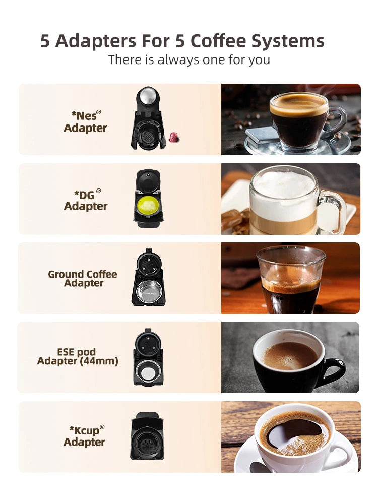 5-in-1 Capsule Espresso Coffee Machine with Hot & Cold Brew