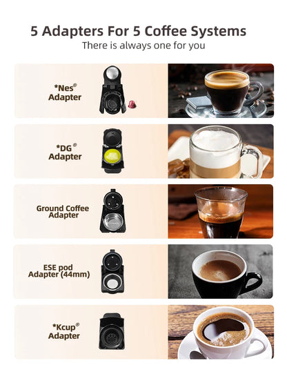 5-in-1 Capsule Espresso Coffee Machine with Hot & Cold Brew