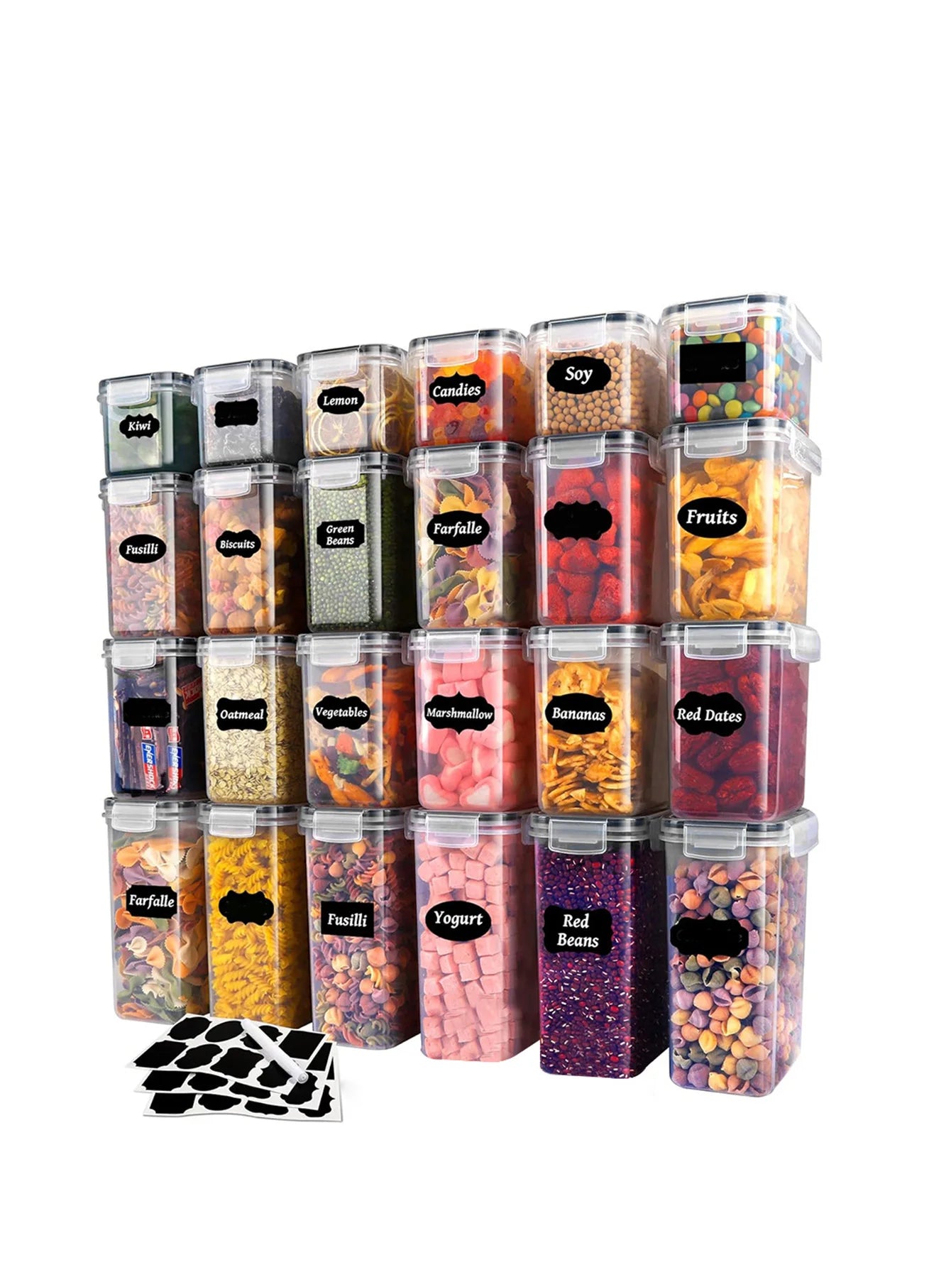 24 Piece Airtight Food Storage Container Set with Lids for Pantry Organization & Meal Prep