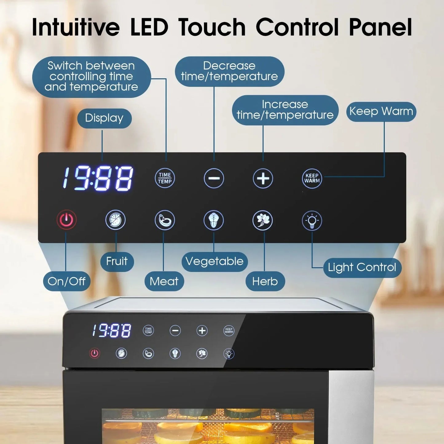 8 Tray Stainless Steel Food Dehydrator Machine with Digital Timer, Temperature Control & 4 Presets