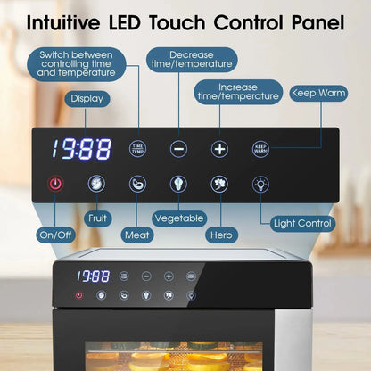 8 Tray Stainless Steel Food Dehydrator Machine with Digital Timer, Temperature Control & 4 Presets