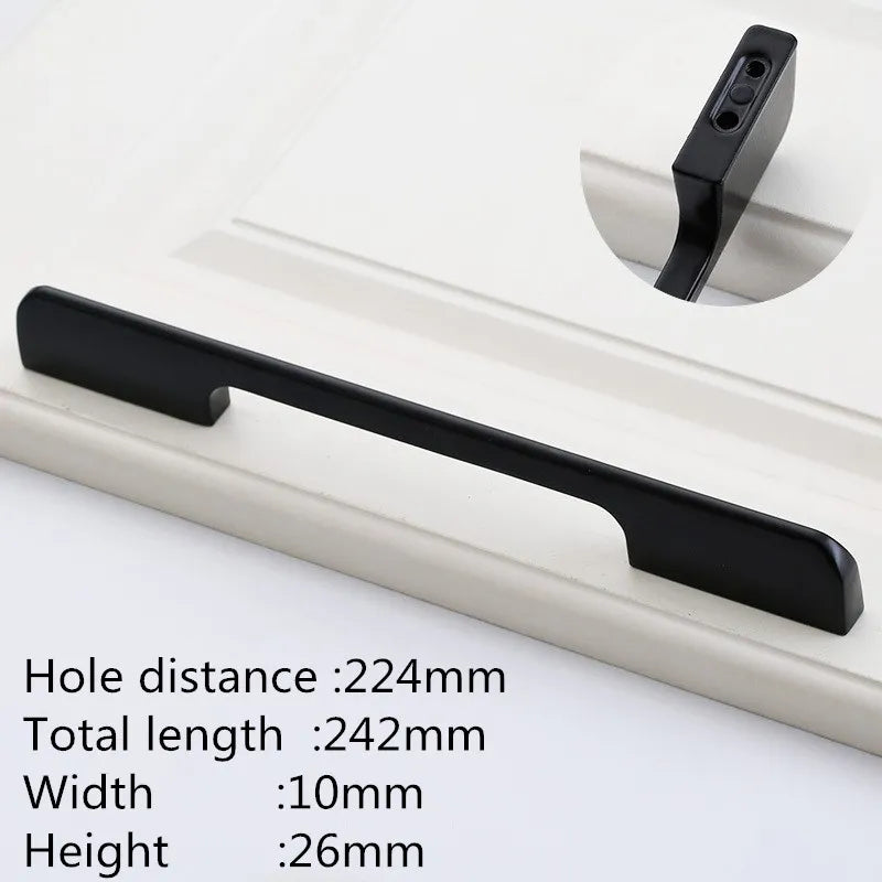 Modern Black Aluminum Cabinet Handles for Kitchen Cabinets, Drawers & Wardrobes