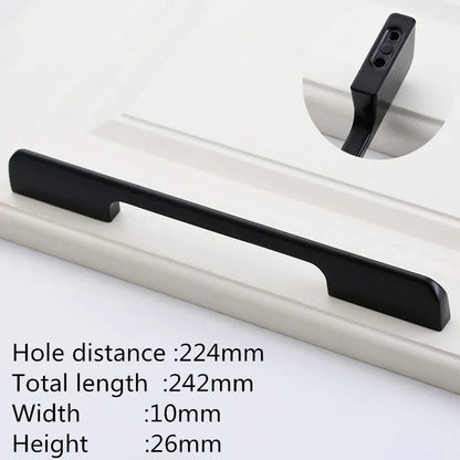 Modern Black Aluminum Cabinet Handles for Kitchen Cabinets, Drawers & Wardrobes