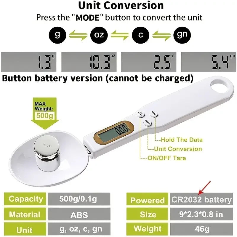 Digital Measuring Spoon Scale with LCD Display – 0.1g Precision Kitchen Food Scale