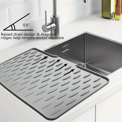 Silicone Kitchen Drain Mat with Built-In Drainage Design for Countertops & Sink Areas
