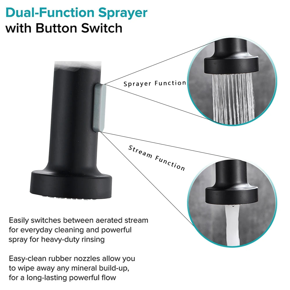 Pull Down Kitchen Faucet with 360° Swivel Sprayer, Single Handle Hot & Cold Water Mixer Tap