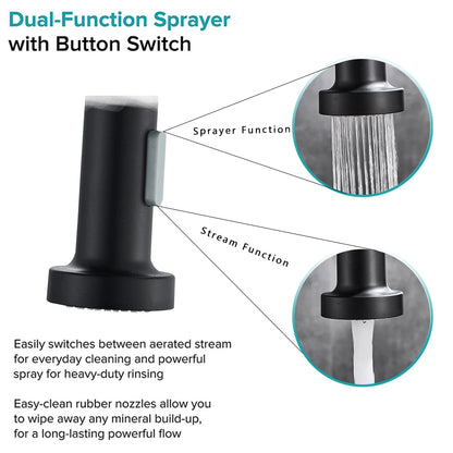 Pull Down Kitchen Faucet with 360° Swivel Sprayer, Single Handle Hot & Cold Water Mixer Tap