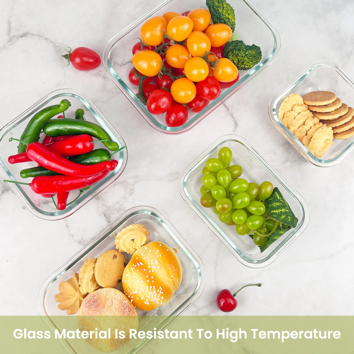 8 Piece Glass Food Storage Containers Set with Airtight Leakproof Lids – Microwave & Oven Safe