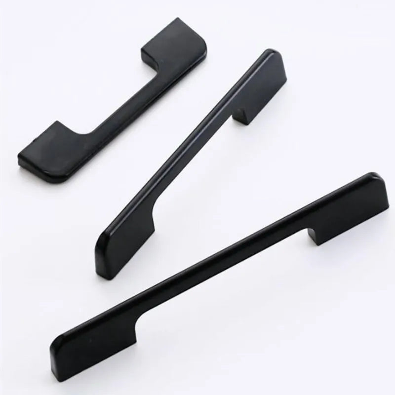 Modern Black Aluminum Cabinet Handles for Kitchen Cabinets, Drawers & Wardrobes