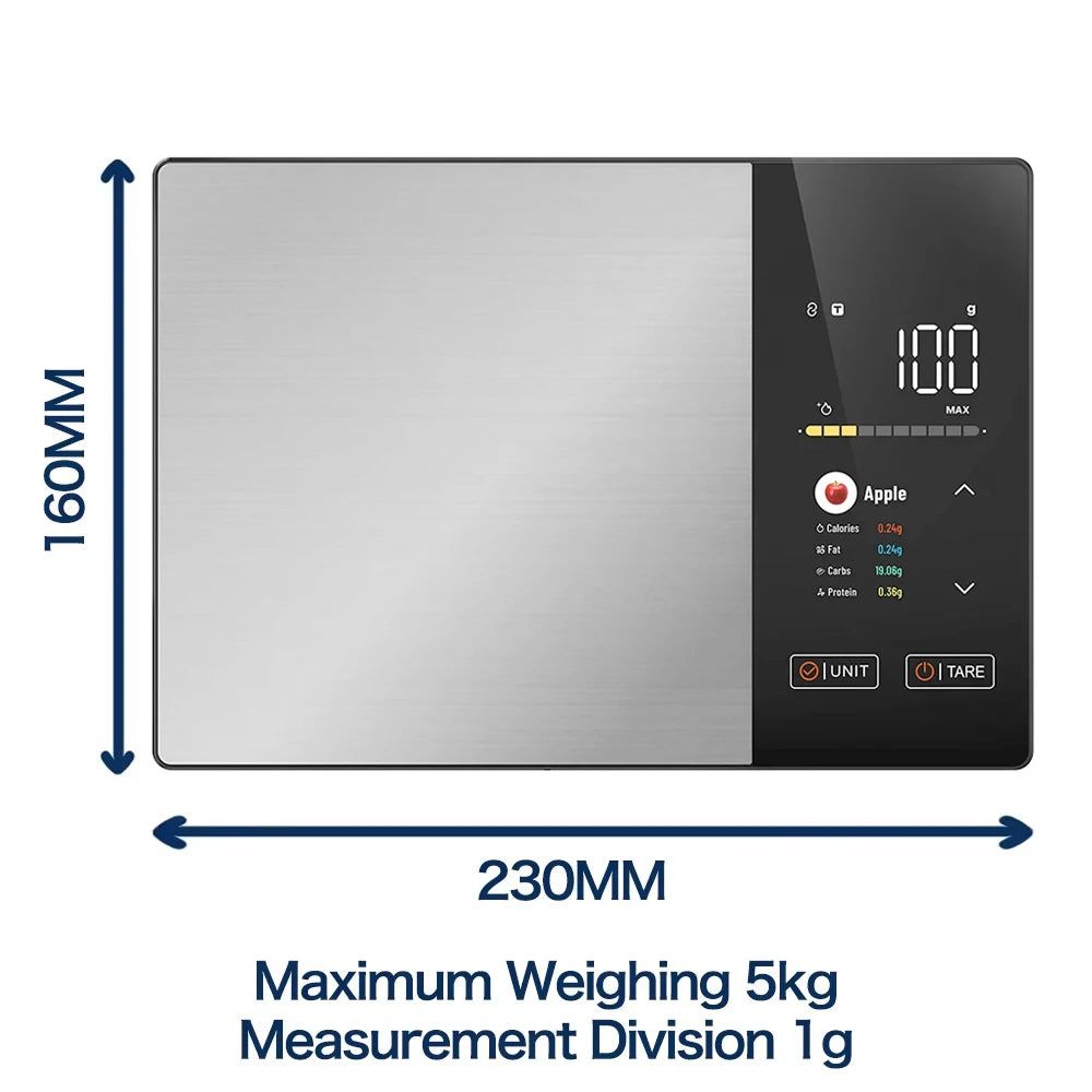 Smart Digital Kitchen Food Scale with Calorie Counter & Nutrition Tracking App