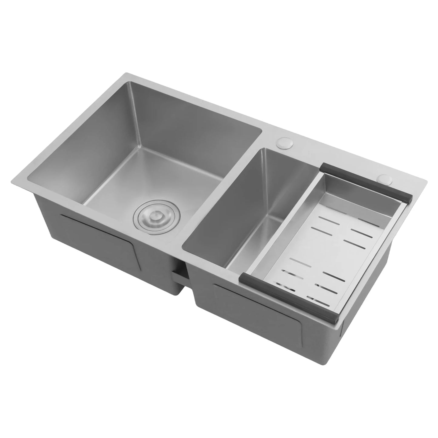 Drop In Stainless Steel Double Bowl Kitchen Sink with Drain Basket & Drainage Filters