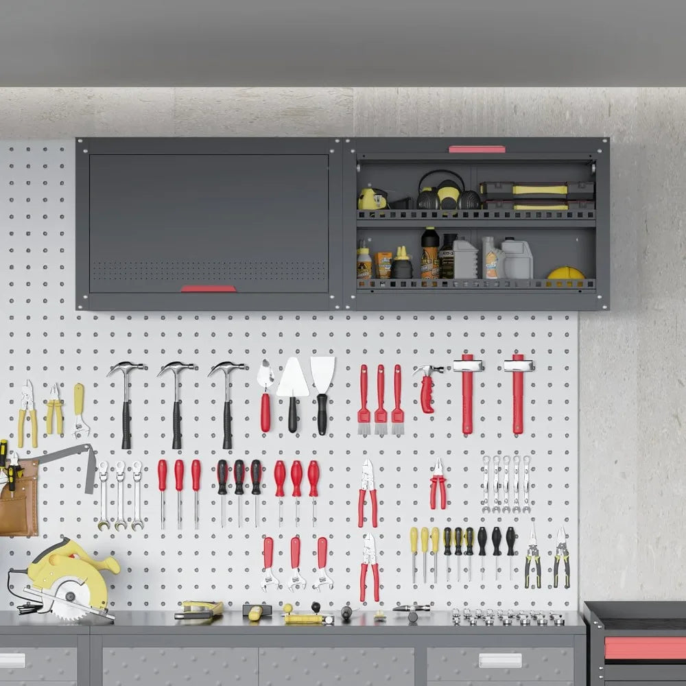Wall Mounted Metal Garage Storage Cabinet with Adjustable Shelf & Up Flip Door