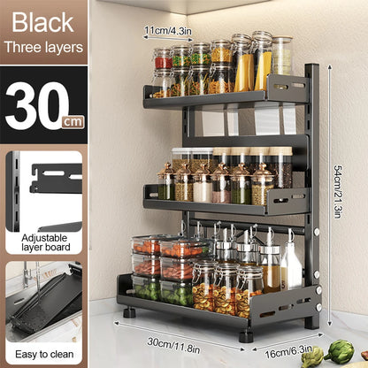 3 Tier Adjustable Spice Rack Organizer for Kitchen Countertop & Cabinet Storage