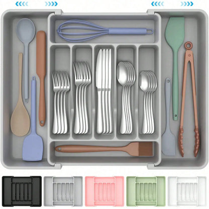 Extra Large Expandable Silverware Organizer Tray for Kitchen Drawer Tableware Storage