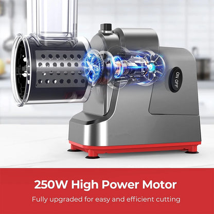 5-in-1 Electric Vegetable Slicer & Cheese Grater Machine – Automatic Salad Shooter with Stainless Steel Blades