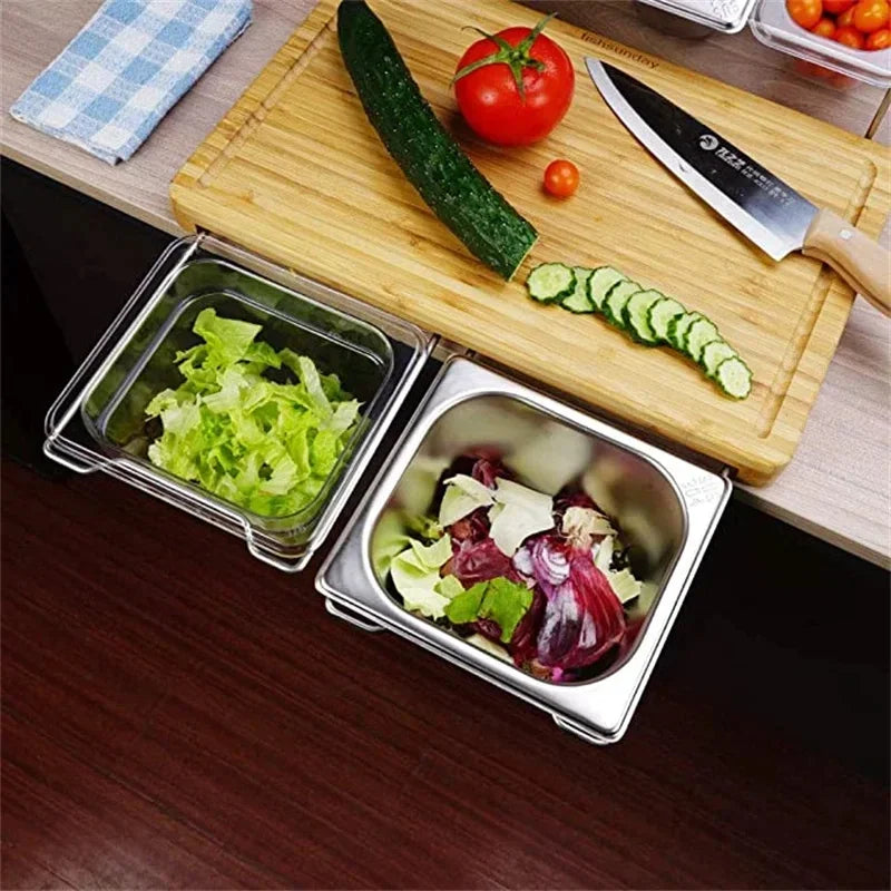 Expandable Bamboo Cutting Board Set with Storage Trays & Containers for Kitchen Food Prep