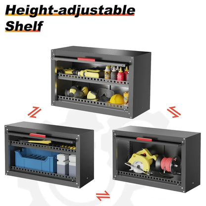 Wall Mounted Metal Garage Storage Cabinet with Adjustable Shelf & Up Flip Door