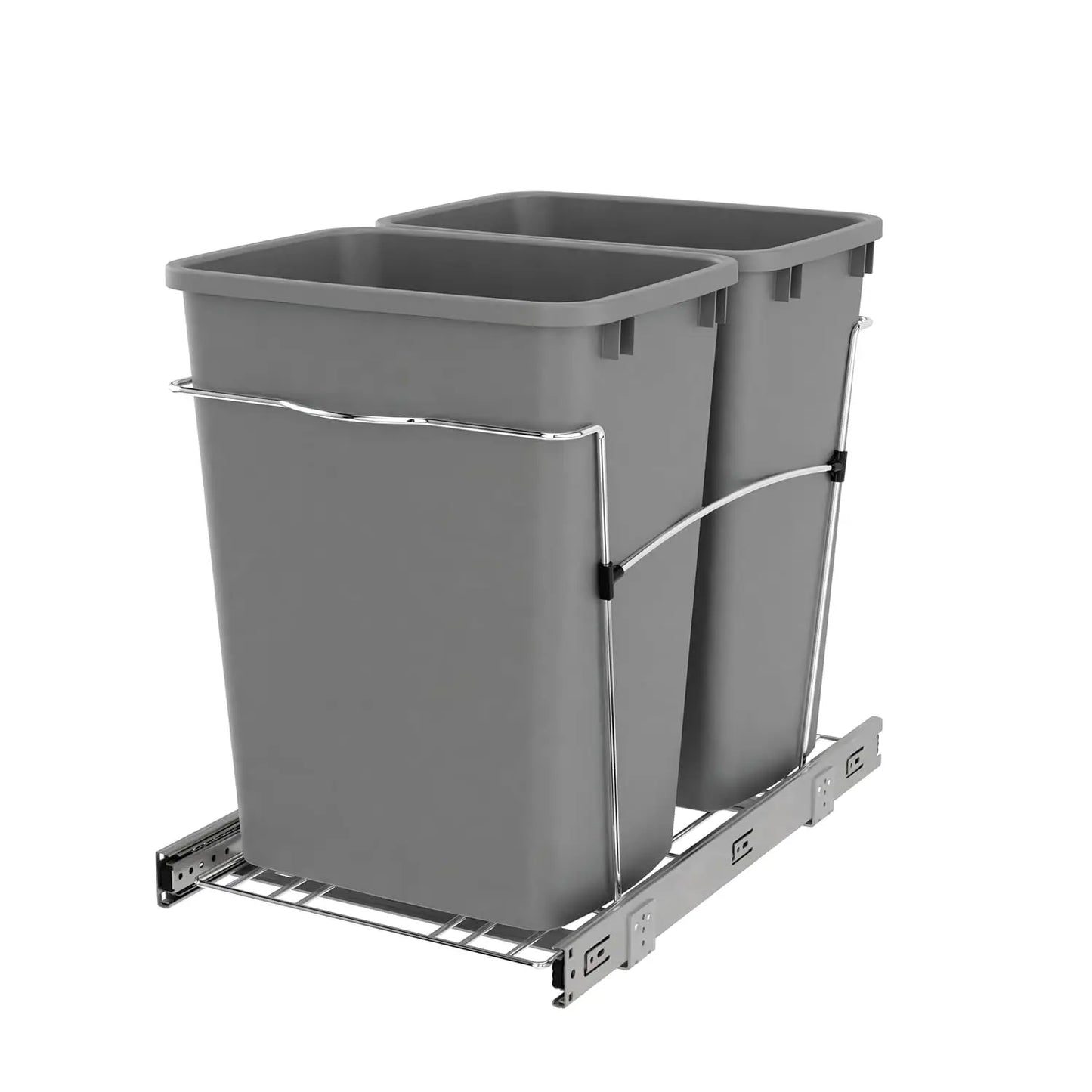 Double Pull Out Trash Can for Kitchen Cabinet with Soft Close Slides – 35 Qt Dual Recycling Bin