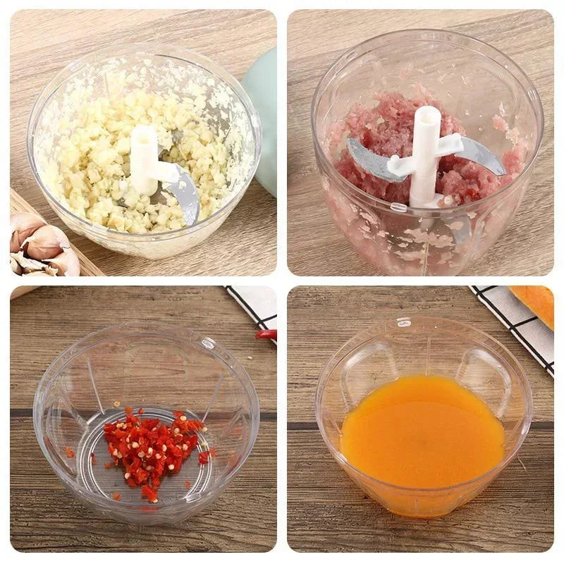 Manual Vegetable Chopper & Garlic Crusher with Stainless Steel Blades Food Processor