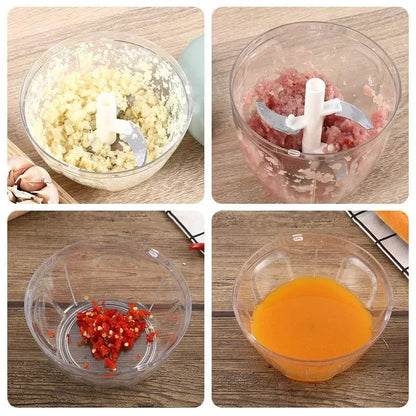 Manual Vegetable Chopper & Garlic Crusher with Stainless Steel Blades Food Processor