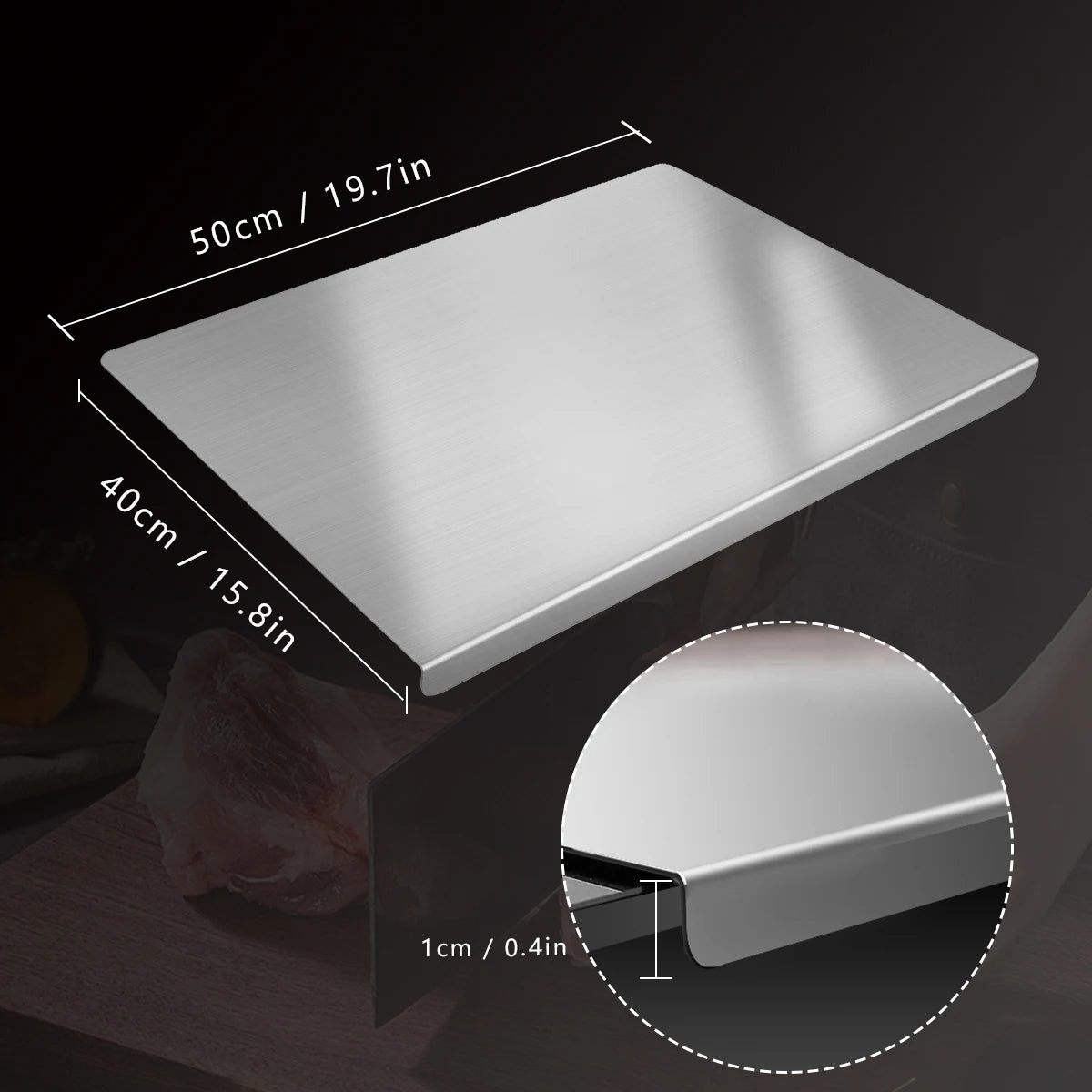 304 Stainless Steel Cutting Board for Kitchen Food Prep & Meal Preparation